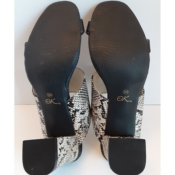 It s OK Size 8M Sandals w/Faux Snakeskin Wide Strap and Square Heels - Picture 7 of 8